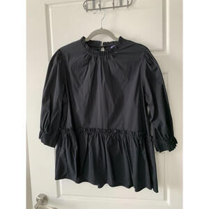 Scoop Ruffled 3/4 Sleeve Shirt New